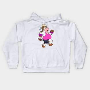 Cow at Running Kids Hoodie